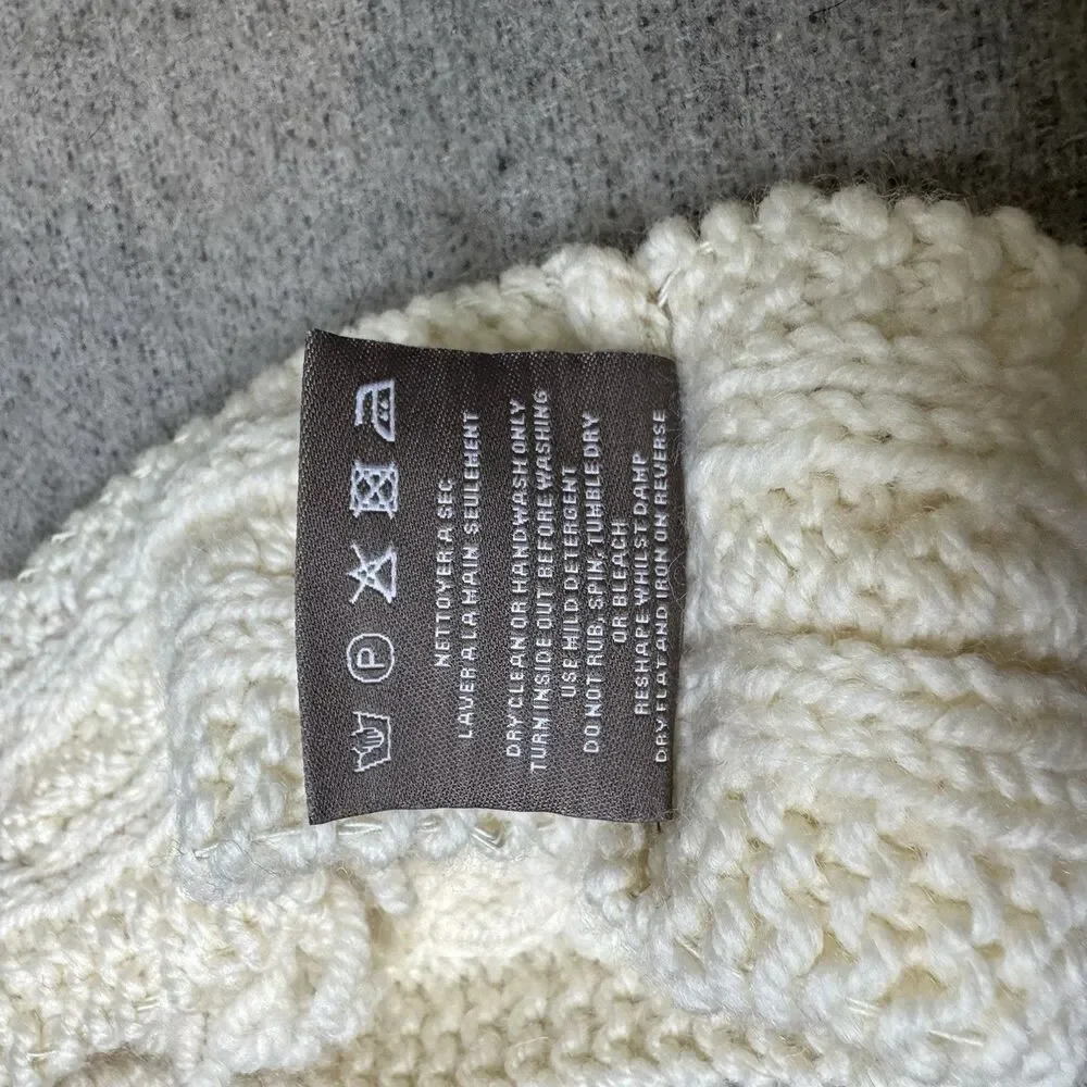 Aran Baby Knit Winter Headband Woollen Mills Merino Wool Ivory Lamb Accent